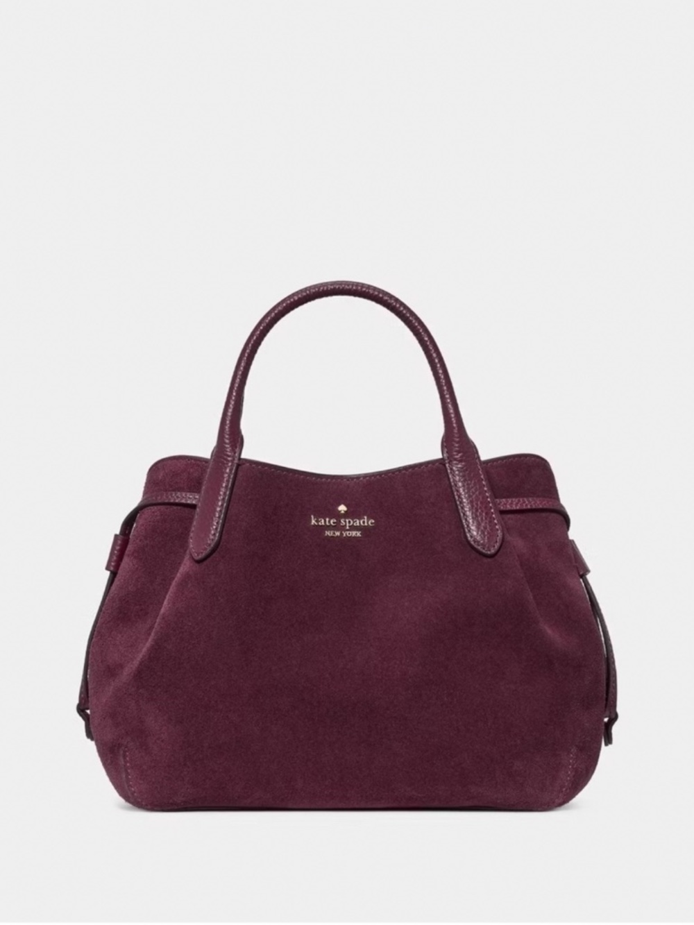 Kate Spade Dumpling Small Suede Satchel Crossbody Bag Deep Cherry